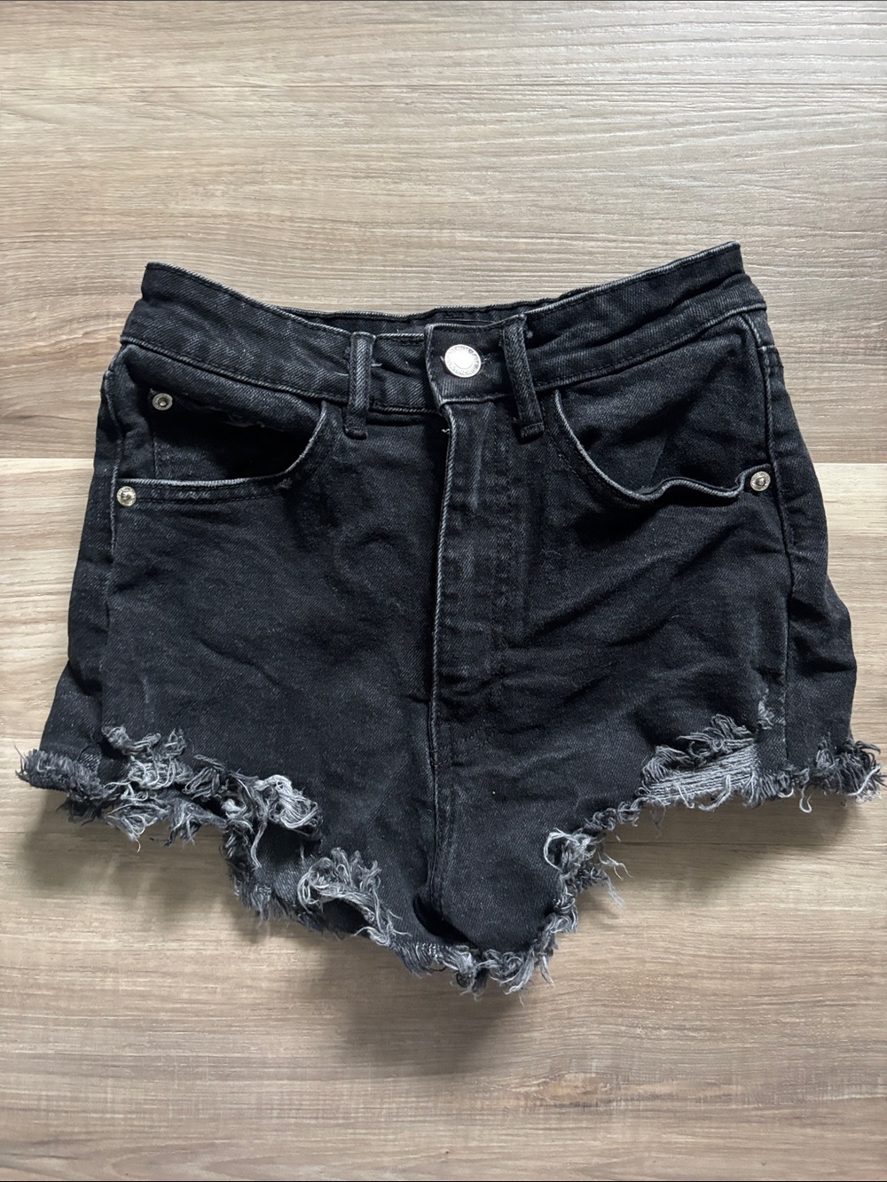 Zara- Black Frayed Hem Women's Denim Shorts